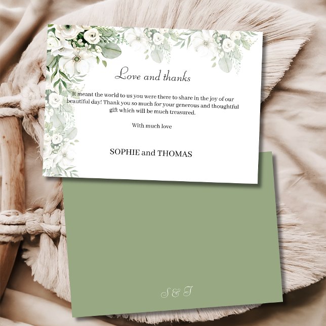 Dusty grüne Rose Aquarell Hochzeit Dankeskarte (Von Creator hochgeladen)