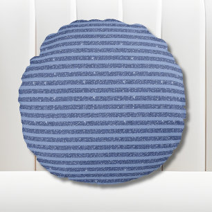 Dusty Indigo Glitter Style Horizontale Streifen Rundes Kissen