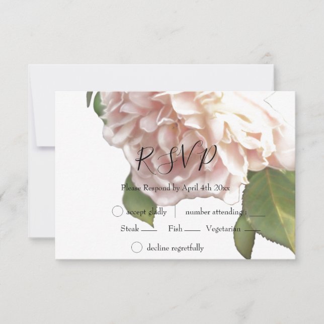 Dusty Ivory Rose RSVP Karte (Vorderseite)