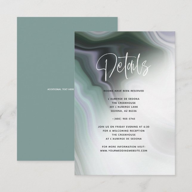 Dusty Jade Sage Green Violet Agate Details Einladung (Vorne/Hinten)