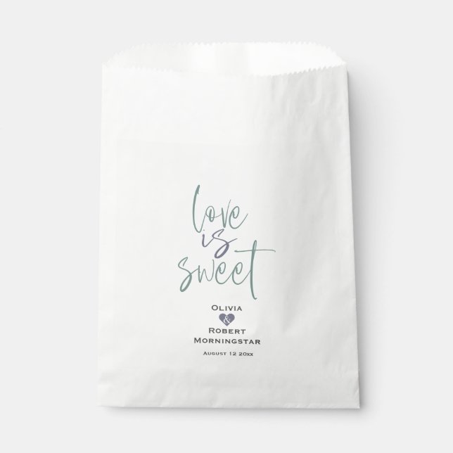Dusty Jade und Lilac Calligraphy Fvor Bag Geschenktütchen (Vorderseite)