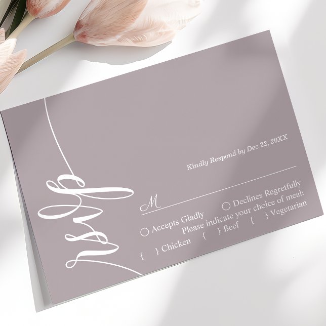 Dusty Lavender Calligraphy Wedding RSVP Card Karte (Von Creator hochgeladen)
