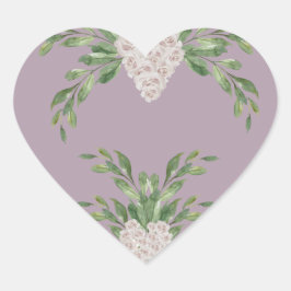 Dusty Lavender Floral Romantic Modern Script Herz-Aufkleber
