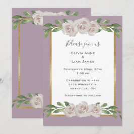 Dusty Lavender Floral Wasserfarbe Romantische Hoch Einladung