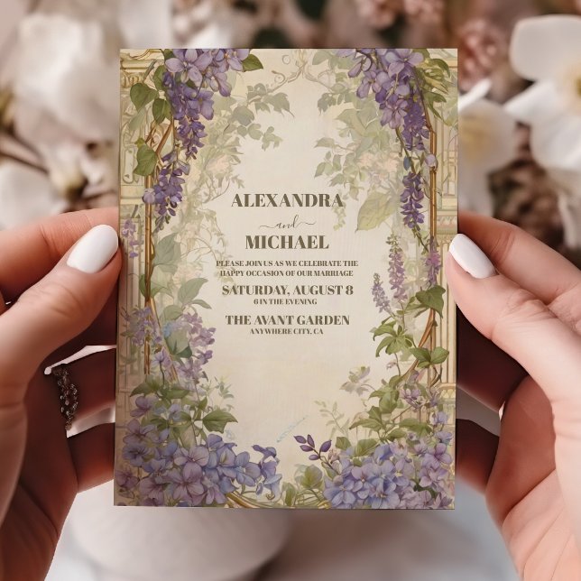Dusty Lavender Foliage Moderne Wasserfarbenhochzei Einladung (Von Creator hochgeladen)
