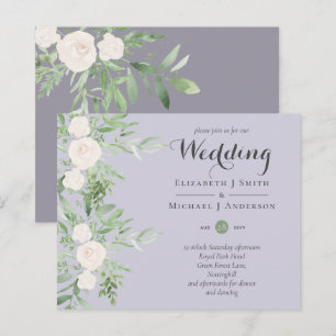Dusty LAVENDER Sage Floral BUDGET WEDING Einladung
