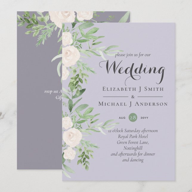 Dusty Lavender Sage Floral Wedding BUDGET (Vorne/Hinten)