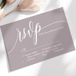 Dusty Lavender Simple Script Wedding RSVP Card Karte