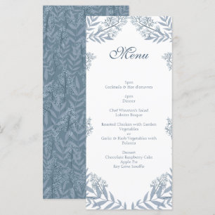 Dusty Light Blue Wedding Vintag Menükarte