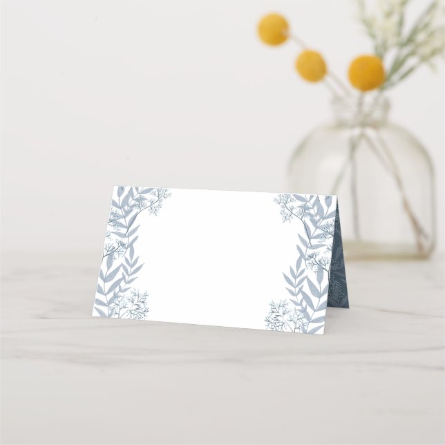 Dusty Light Blue Wedding Vintag Platzkarte (Vorderseite)