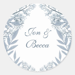 Dusty Light Blue Wedding Vintag Runder Aufkleber