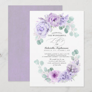 Dusty Light Purple Blumen Dreamy Elegante Beerdigu Einladung