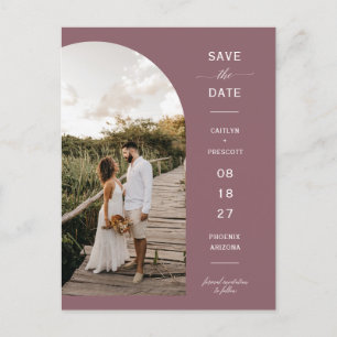 Dusty Lila Arch Foto QR-Code Save the Date Postkarte
