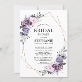 Dusty Lila Blooms Geometric Brautparty Invita Einladung