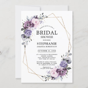 Dusty Lila Blooms Geometric Brautparty Invita Einladung
