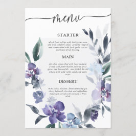 Dusty Lila Blumengarten Wedding Menu, Einladung