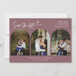 Dusty Lila Boho Arch Foto QR-Code Save the Date Einladung