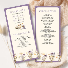 Dusty Lila Boho Wildblume Wedding Program