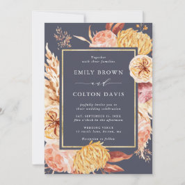 Dusty Lila Burgundy Terracotta Blume Wedding Einladung