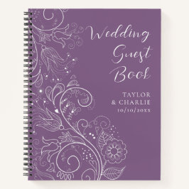 Dusty Lila Elegant Floral Wedding Gästebuch Notizbuch