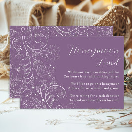 Dusty Lila Elegant Floral Wedding Honeymoon Fund Begleitkarte