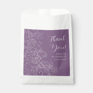 Dusty Lila Elegant Floral Wedding Vielen Dank Geschenktütchen