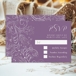 Dusty Lila Elegante Blumenhochzeit RSVP Karte