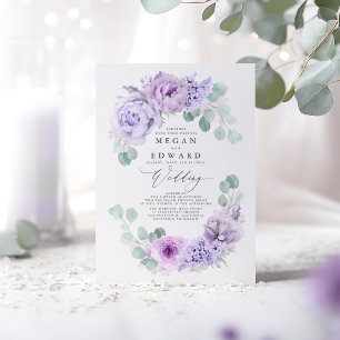 Dusty Lila Floral Elegant Boho Wedding Einladung