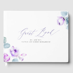 Dusty Lila Floral Elegant Wedding Guest Book Gästebuch