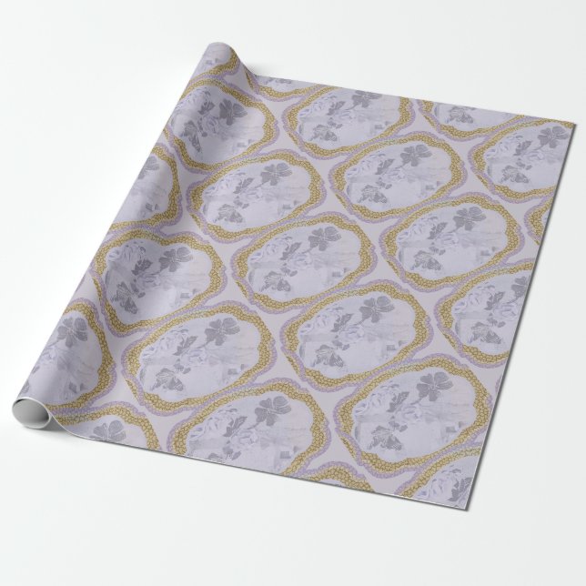 Dusty Lila Floral Medallion Geschenkpapier (Ungerollt)