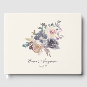Dusty Lila Floral Water Wedding Custom Gästebuch