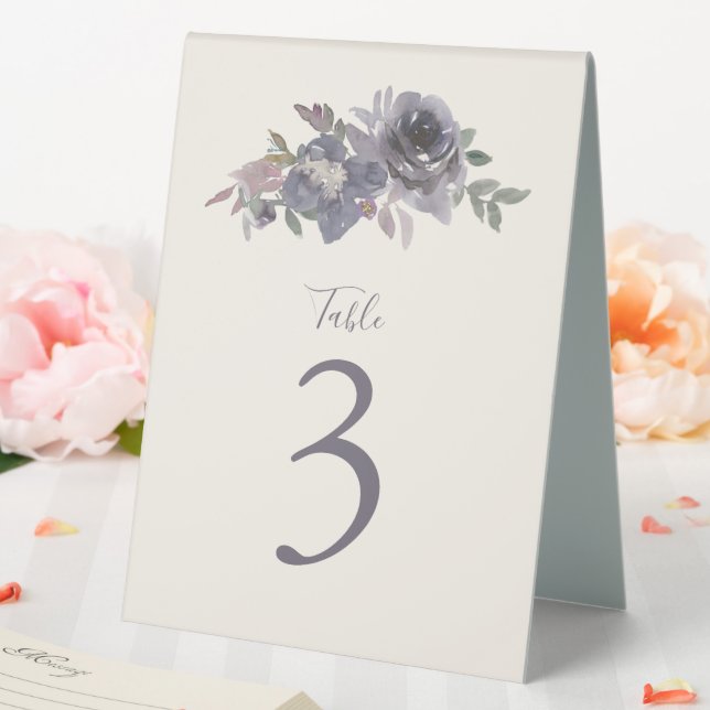 Dusty Lila Floral Water Wedding Custom Tischaufsteller (In Situ (Hochzeit))