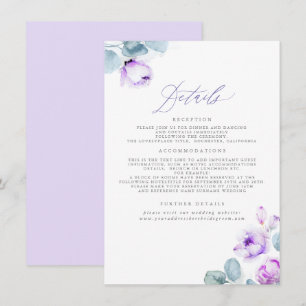 Dusty Lila Floral Wedding Details Begleitkarte