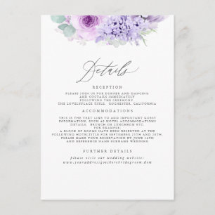 Dusty Lila Floral Wedding Information Begleitkarte