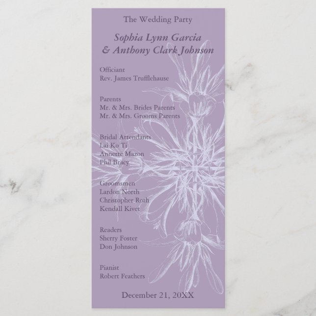 Dusty Lila Floral Wedding Program Programm (Vorderseite)