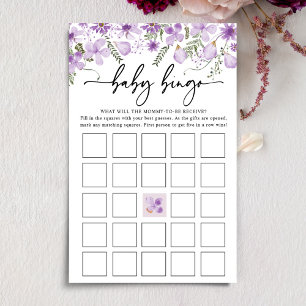 Dusty Lila Florals Baby Bingo Baby Showspiel