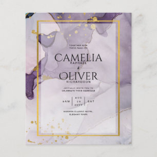 Dusty Lila Gold Alcohol INK Abstrakt Wedding Flyer
