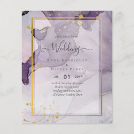 Dusty Lila Gold Alcohol INK Abstrakt Wedding Flyer