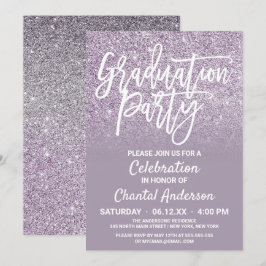 Dusty Lila Gray Imitats Glitzer Ombre Abschluss Einladung