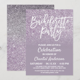 Dusty Lila Gray Imitats Glitzer Ombre Bachelorette Einladung
