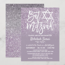 Dusty Lila Gray Imitats Glitzer Ombre Bat Mitzvah