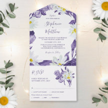 Dusty Lila Iris White Daisy Botanische Hochzeit