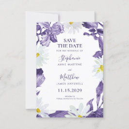 Dusty Lila Iris White Daisy Botanische Hochzeit Save The Date