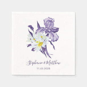 Dusty Lila Iris White Daisy Botanische Hochzeit Serviette