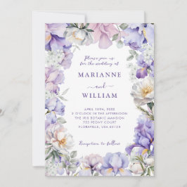 Dusty Lila Iris & White Peony Botanical Wedding Einladung