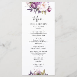 Dusty Lila Lavender Floral Boho Hochzeit Menükarte