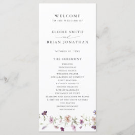 Dusty Lila Lavender Wildblume Hochzeit Programm