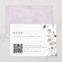 Dusty Lila Lavender Wildblume Hochzeit QR Code RSVP Karte