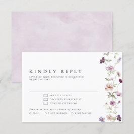 Dusty Lila Lavender Wildblume Hochzeit RSVP Karte