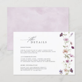 Dusty Lila Lavender Wildblume Hochzeiten Details Begleitkarte